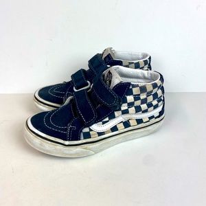 Vans Boys Blue Checkered High Top Sneakers Size 13
